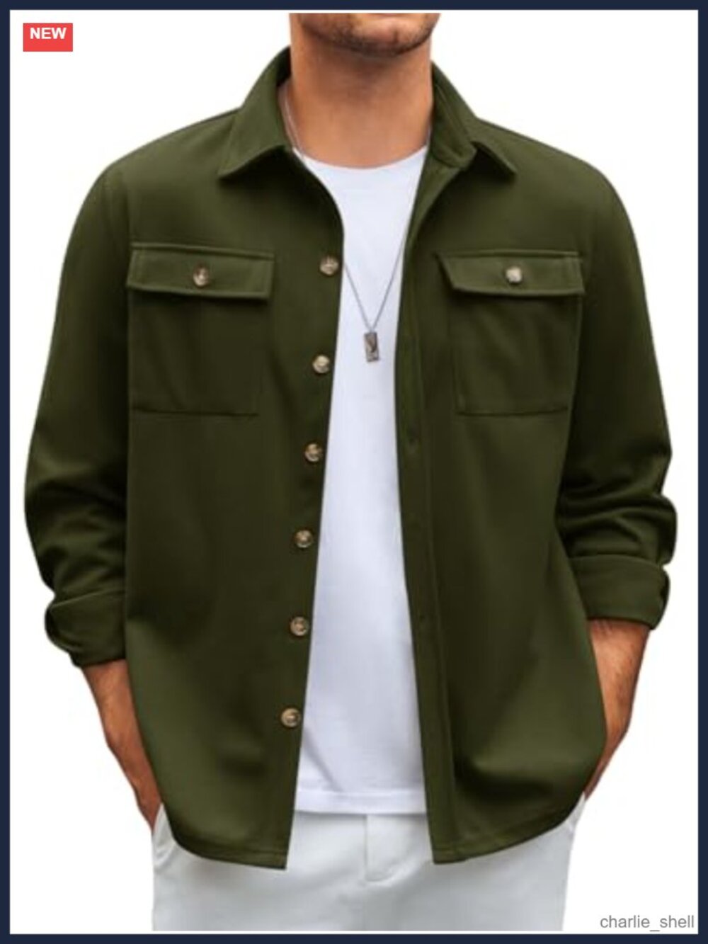 Mens Cotton Shirt Jacket Button Down Shacket Lightweight Thermal Casual